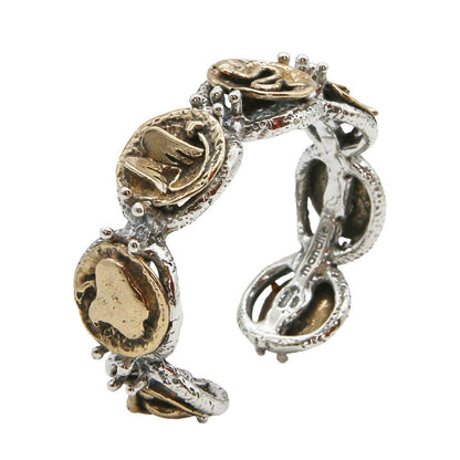 Cast Cuff in 925  Sterling Silver and Bronze