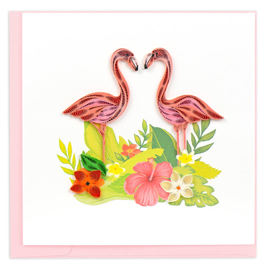 Tropical Flamingos Card