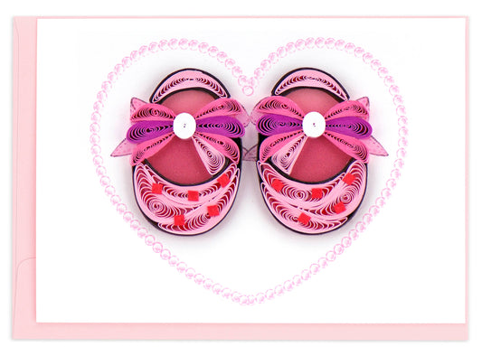 Pink Baby Booties Gift Enclosure Mini Card🎨 🎨 Buy Art at Carolina Creations Gallery in Downtown New Bern🎨