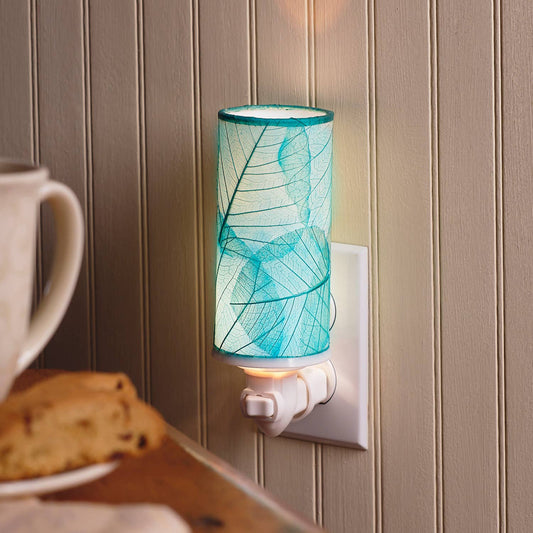 Cylinder Nightlight Sea Blue, Shade Made of Cocoa Leaves