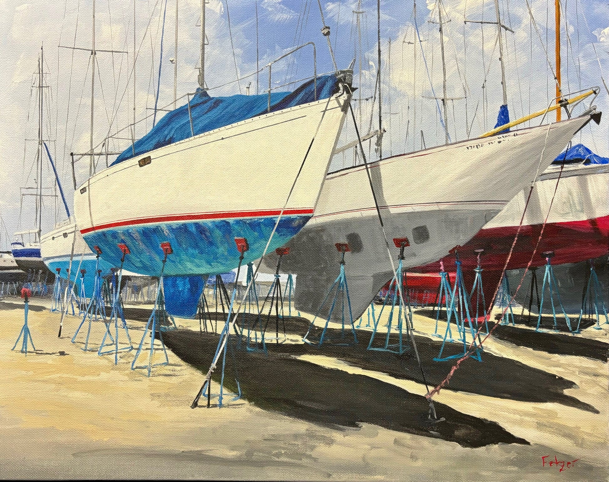 Kevin Fetzer Dry Dock 16X20 Acrylic🎨 Kevin Fetzer🎨 Buy Art at Carolina Creations Gallery in Downtown New Bern🎨