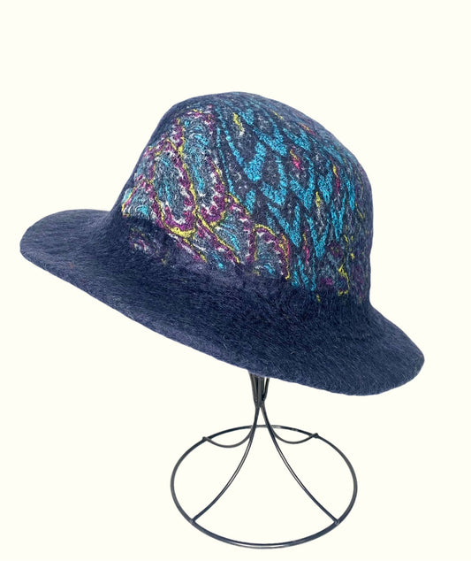 Interfelted Brim Wool Hat: Navy🎨 🎨 Buy Art at Carolina Creations Gallery in Downtown New Bern🎨