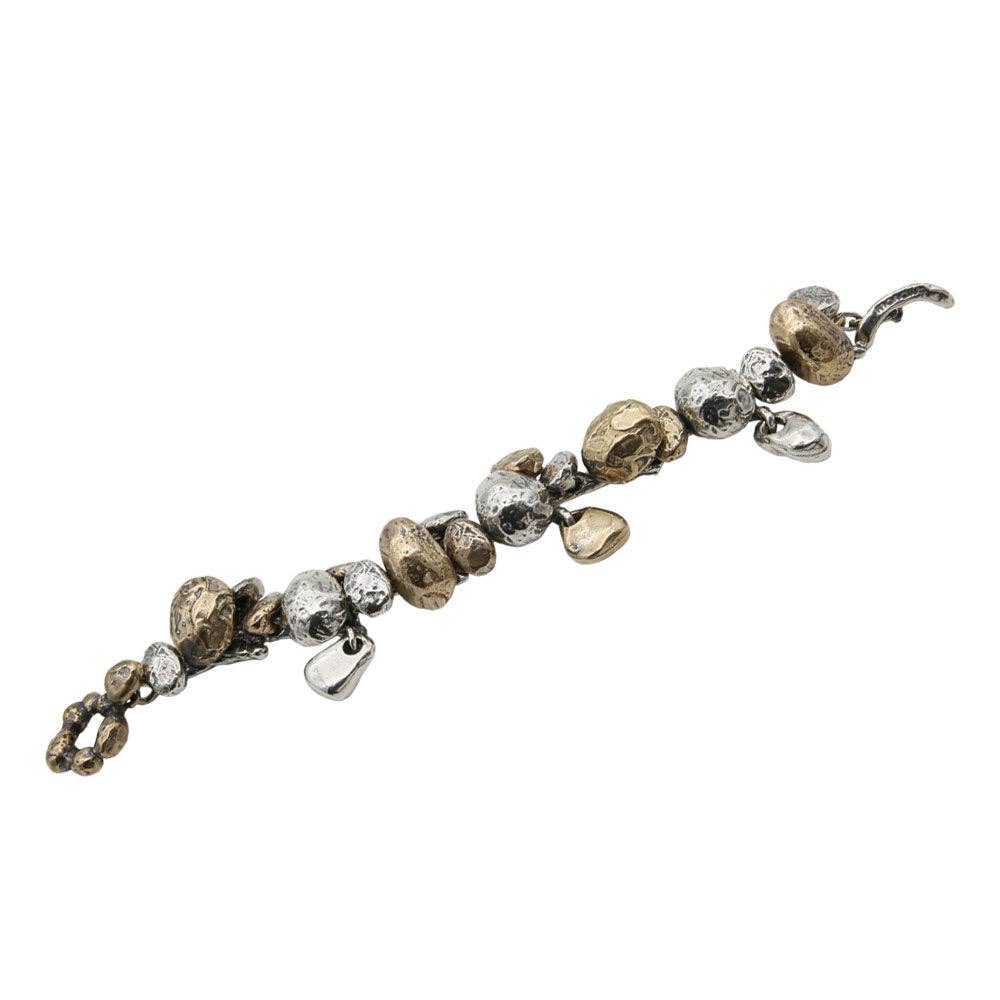 Articulated bracelet with charms in 925 Sterling Silver and Bronze