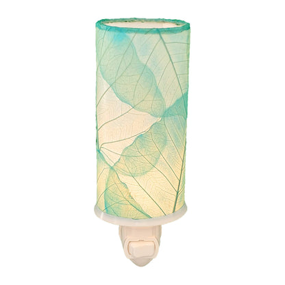 Cylinder Nightlight Sea Blue, Shade Made of Cocoa Leaves