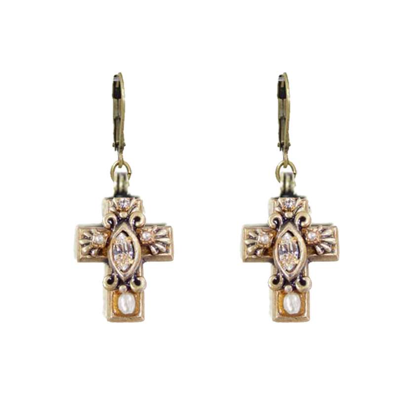 Gold Crystal Cross Earrings🎨 🎨 Buy Art at Carolina Creations Gallery in Downtown New Bern🎨