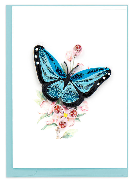 Quilled Blue Butterfly & Flowers Gift Enclosure Mini Card🎨 🎨 Buy Art at Carolina Creations Gallery in Downtown New Bern🎨