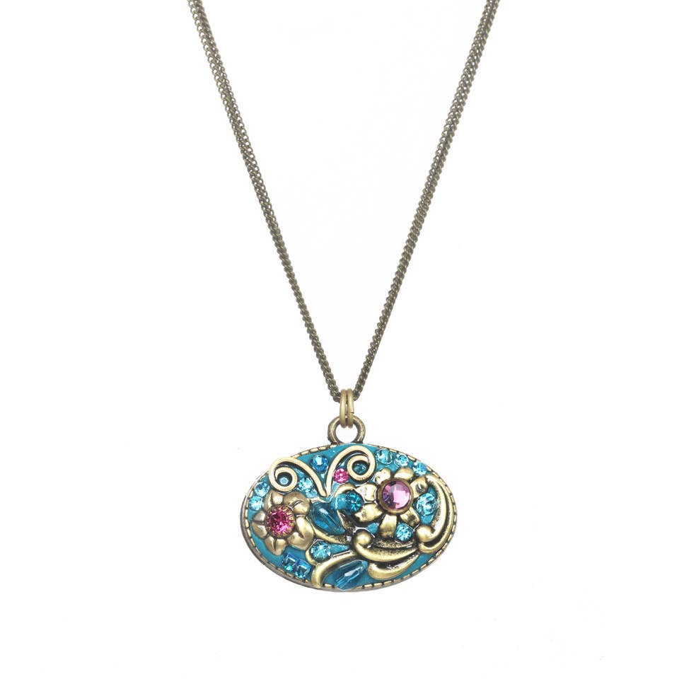 Teal Wide Oval Necklace🎨 🎨 Buy Art at Carolina Creations Gallery in Downtown New Bern🎨