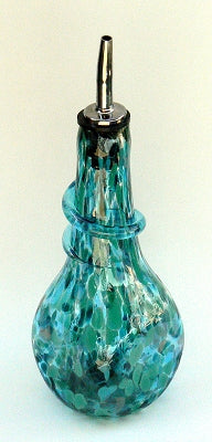 Small Teal Oil Bottle🎨 Glass🎨 Buy Art at Carolina Creations Gallery in Downtown New Bern🎨