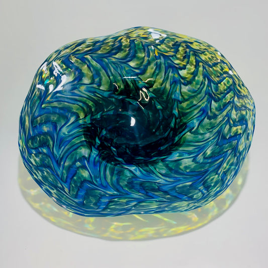 Lg Fluted Bowl BlueGreenTopazShell