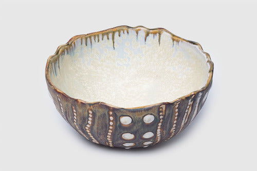 Sea Urchin Bowl Medium Abalone Tortoise🎨 Pottery🎨 Buy Art at Carolina Creations Gallery in Downtown New Bern🎨