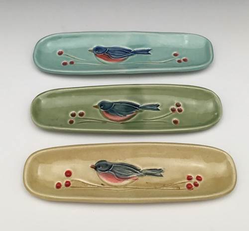 Bird Olive Server LT Turq🎨 Pottery🎨 Buy Art at Carolina Creations Gallery in Downtown New Bern🎨