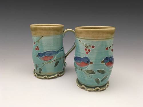 Tall Bluebird Mug🎨 Pottery🎨 Buy Art at Carolina Creations Gallery in Downtown New Bern🎨