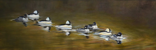 David Starbuck Ducks in A Row Oil On Linen