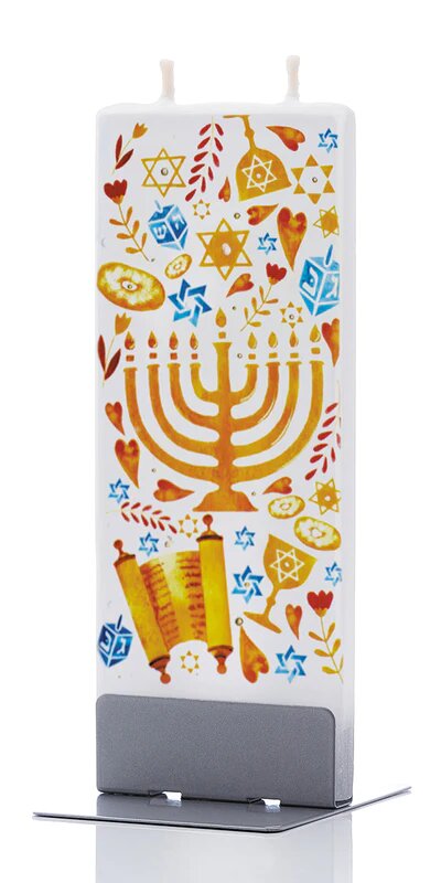 Flatyz Hanukkah Menorah On Judaica Toss Print Candle