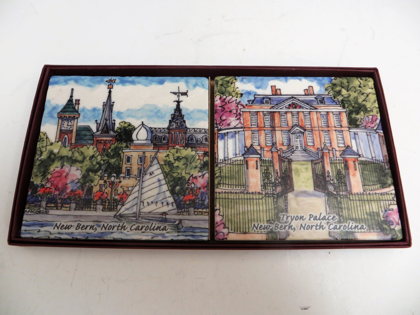 Screen New Bern Coaster Set of 2🎨 Gifts🎨 Buy Art at Carolina Creations Gallery in Downtown New Bern🎨