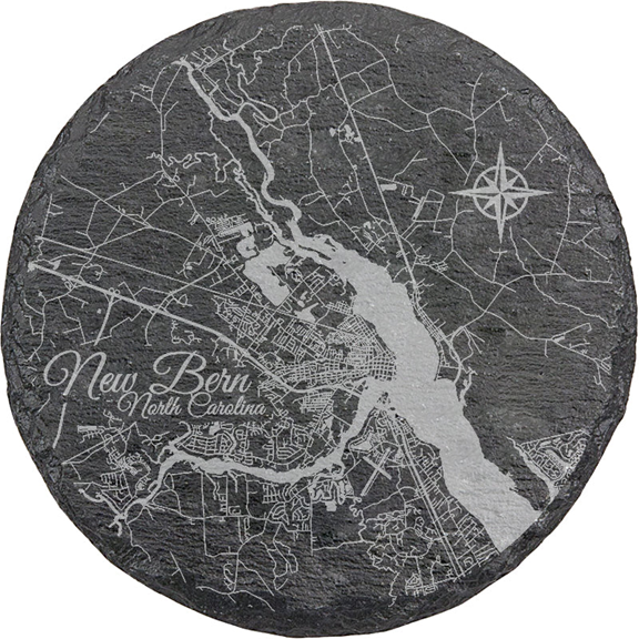 Round New Bern Coaster Slate? Stonework? Buy Art at Carolina Creations Gallery in Downtown New Bern?