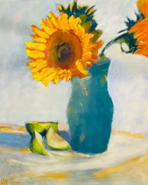 Nancy McClure Original Sunflowers and Apples🎨 Nancy McClure🎨 Buy Art at Carolina Creations Gallery in Downtown New Bern🎨
