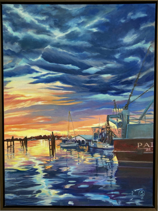 Matina Lecheler Sunset On Oriental, NC🎨 Matina Lecheler🎨 Buy Art at Carolina Creations Gallery in Downtown New Bern🎨
