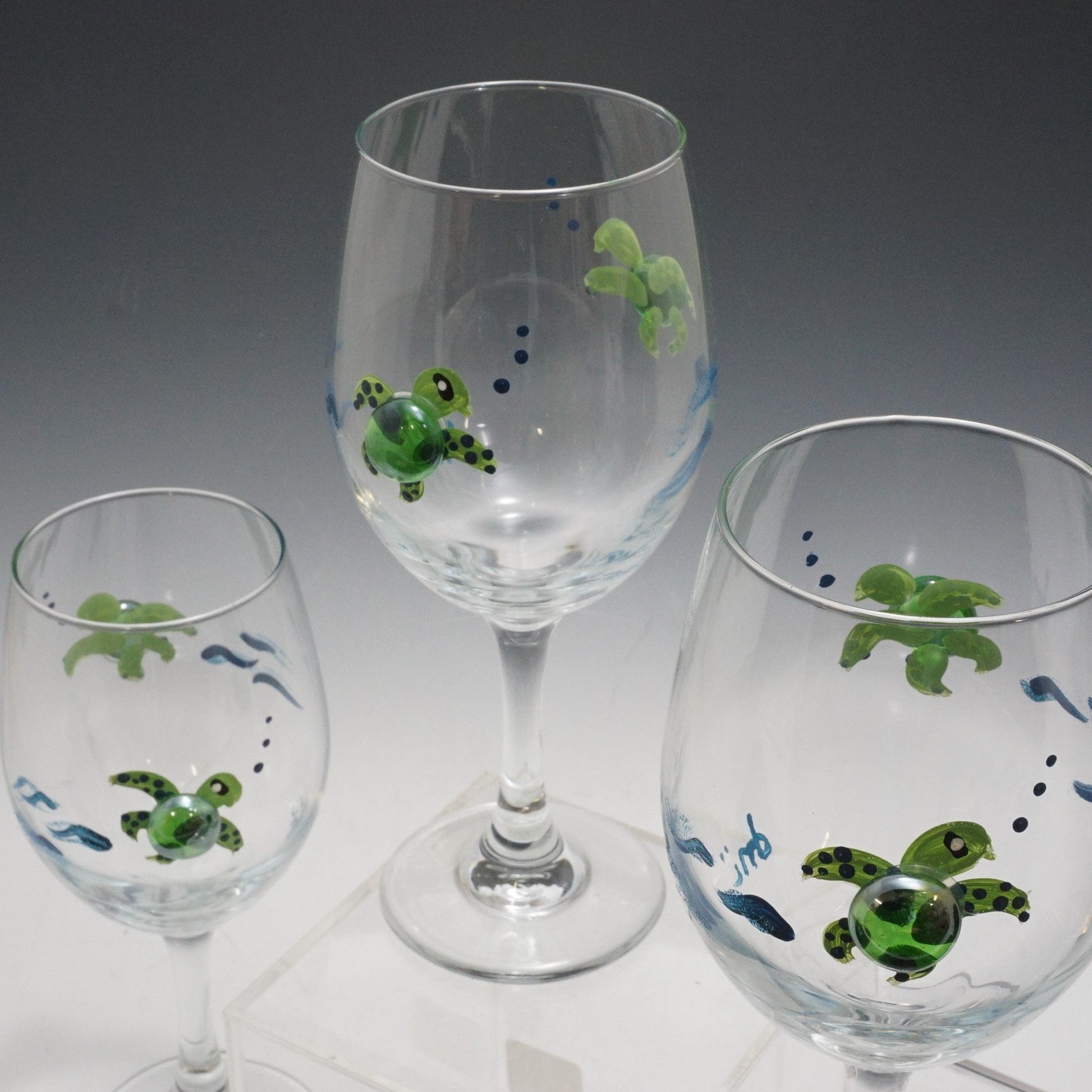 Donna Michaux Wine Stem Glass w/ Turtles