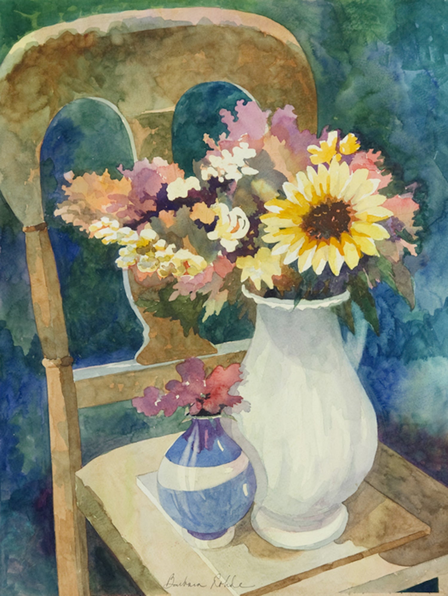 Barbara Rohde White Vase WC 12X15🎨 Barbara Rohde🎨 Buy Art at Carolina Creations Gallery in Downtown New Bern🎨