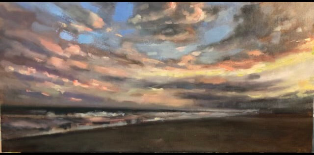 Susan Bradbury Atlantic Beach Sunset Oil🎨 Susan Bradbury🎨 Buy Art at Carolina Creations Gallery in Downtown New Bern🎨