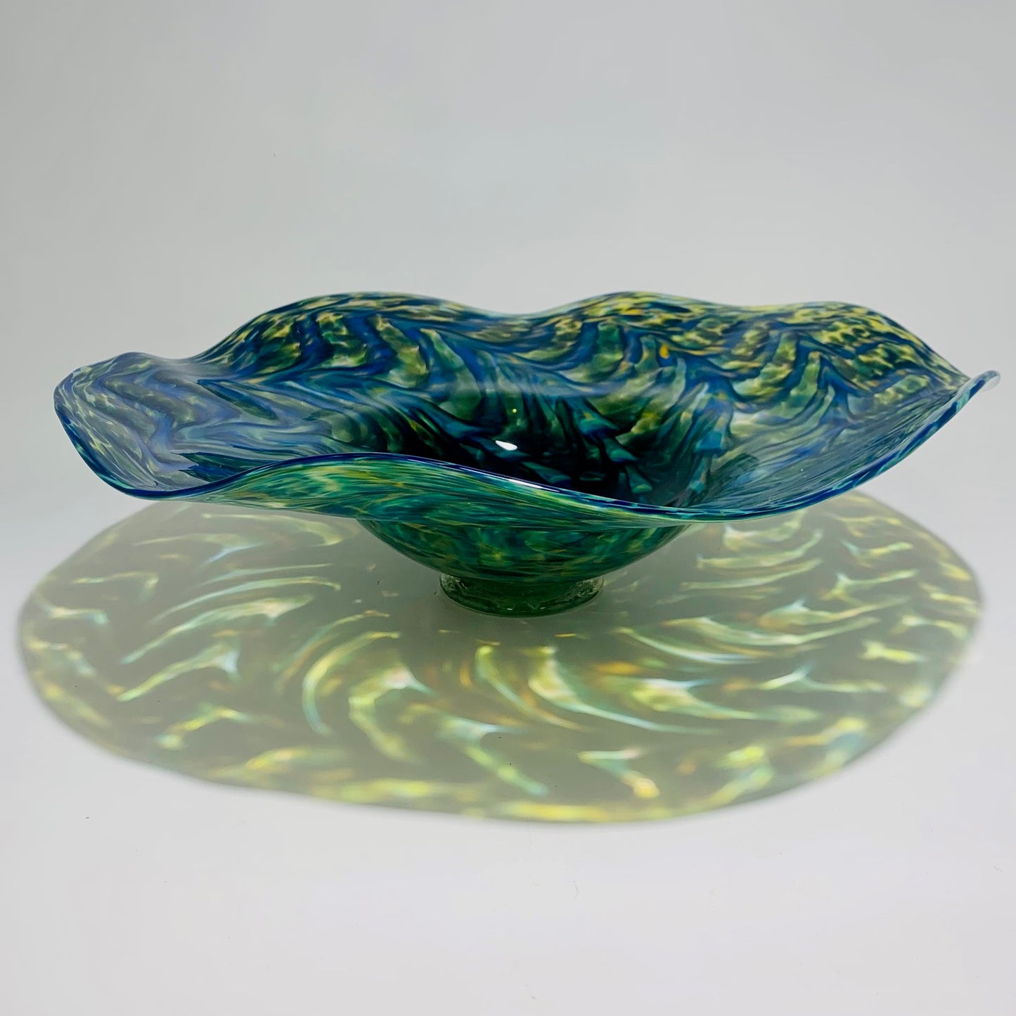 Lg Fluted Bowl BlueGreenTopazShell