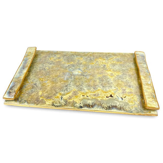 Borealis Large Handled Tray Gold🎨 Pottery🎨 Buy Art at Carolina Creations Gallery in Downtown New Bern🎨