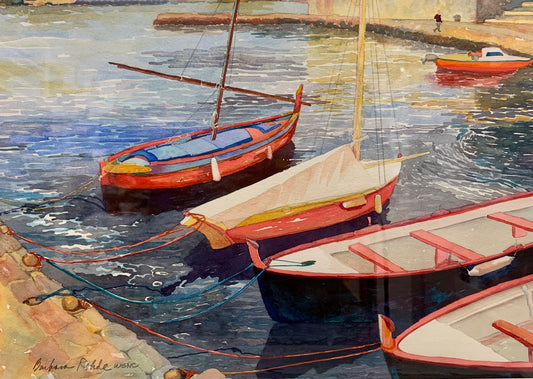 Barbara Rohde French Boats Original🎨 Barbara Rohde🎨 Buy Art at Carolina Creations Gallery in Downtown New Bern🎨
