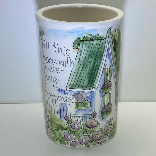 Jan Francoeur Utensil Jar🎨 Jan's Celebration Pottery🎨 Buy Art at Carolina Creations Gallery in Downtown New Bern🎨
