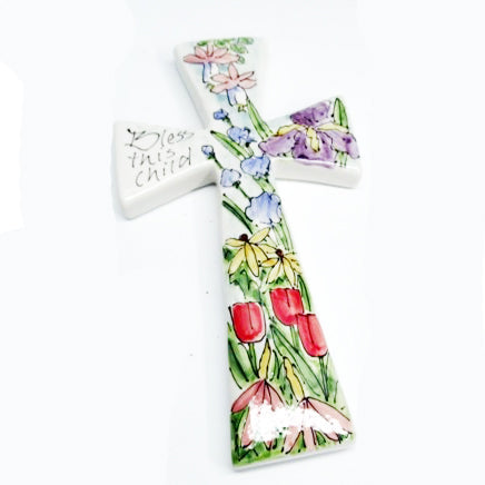 Jan Francoeur W Bless This Child Girl🎨 Jan's Celebration Pottery🎨 Buy Art at Carolina Creations Gallery in Downtown New Bern🎨