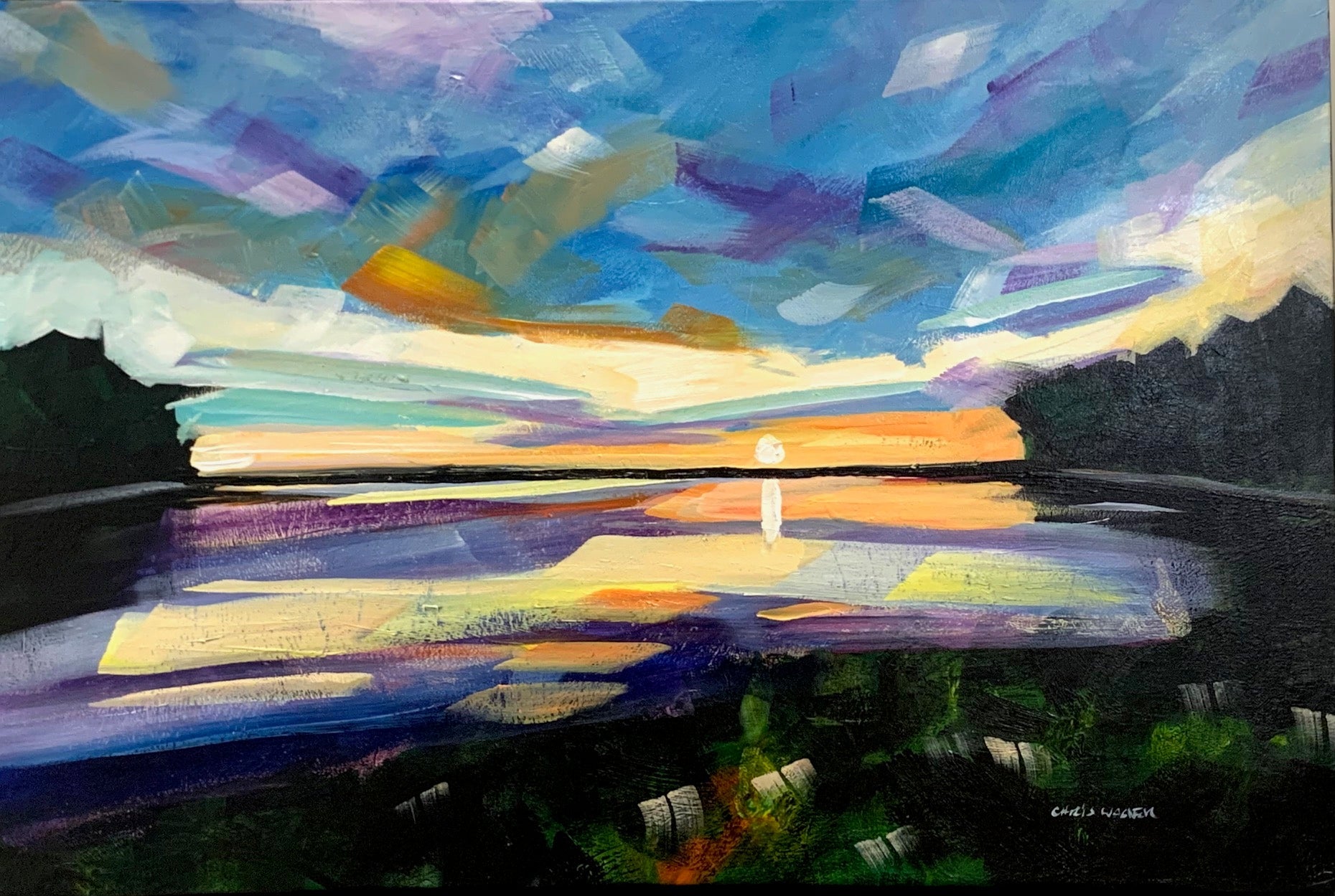 Chris Wagner Jordan Lake Sunset🎨 Chris Wagner🎨 Buy Art at Carolina Creations Gallery in Downtown New Bern🎨