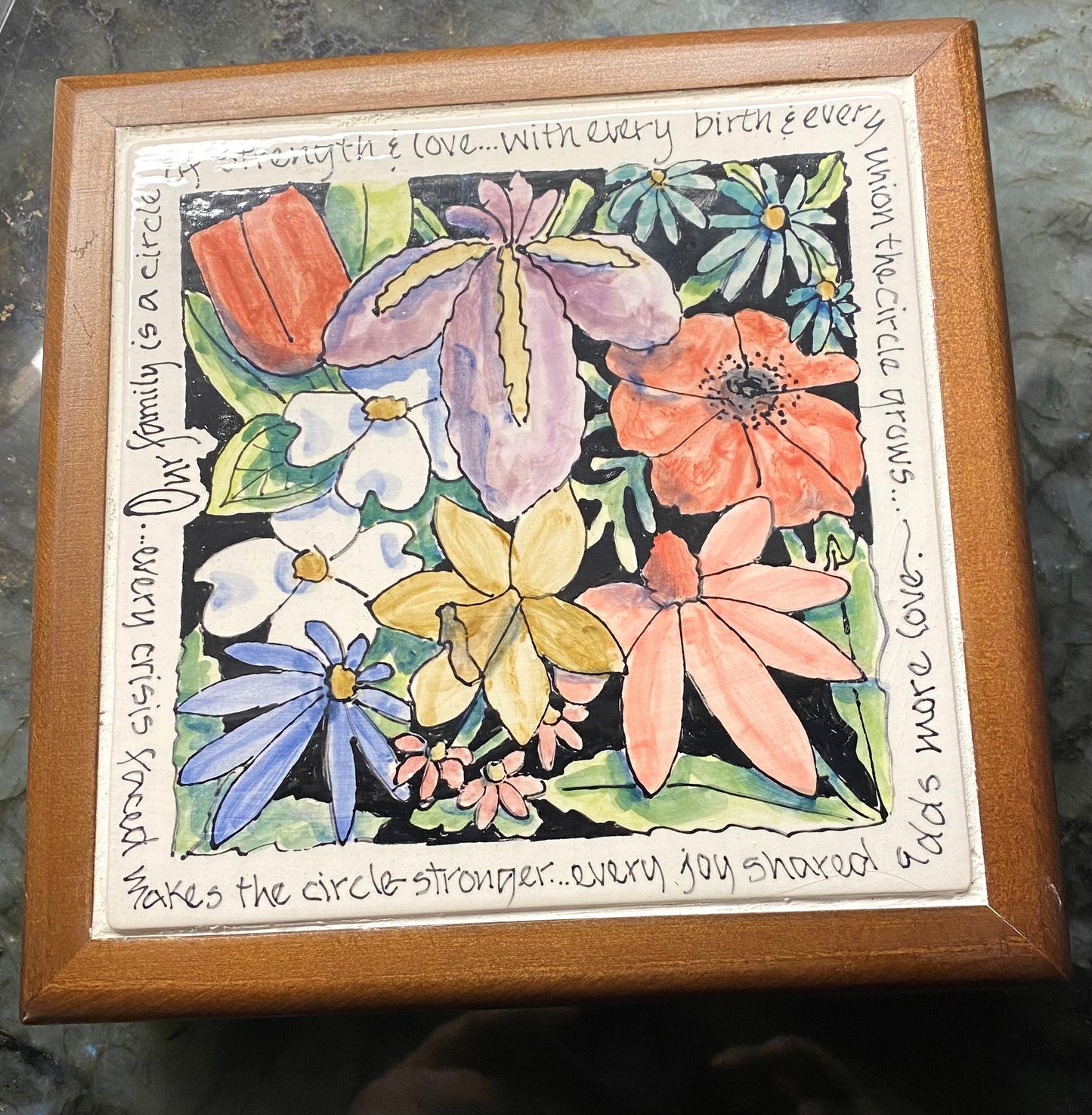 Jan Francoeur Jewelry Box With Hand Painted Tile🎨 Jan's Celebration Pottery🎨 Buy Art at Carolina Creations Gallery in Downtown New Bern🎨