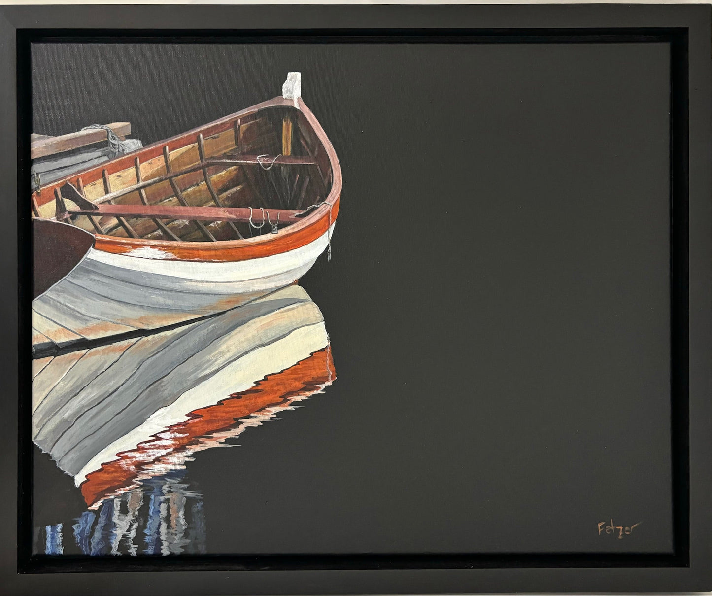 Kevin Fetzer Rowboat On Black 16X20? Kevin Fetzer? Buy Art at Carolina Creations Gallery in Downtown New Bern?