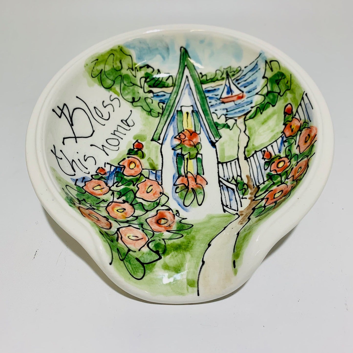 Spoon Rest Bless This Home🎨 Jan's Celebration Pottery🎨 Buy Art at Carolina Creations Gallery in Downtown New Bern🎨