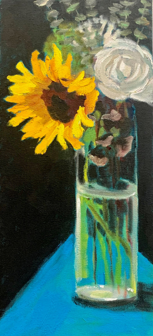 Nancy McClure Sunflower and Rose🎨 Nancy McClure🎨 Buy Art at Carolina Creations Gallery in Downtown New Bern🎨