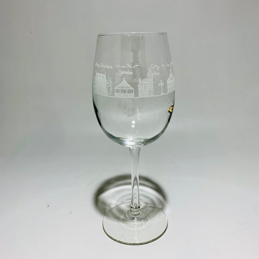 New Bern Wine Glass White🎨 Gifts🎨 Buy Art at Carolina Creations Gallery in Downtown New Bern🎨